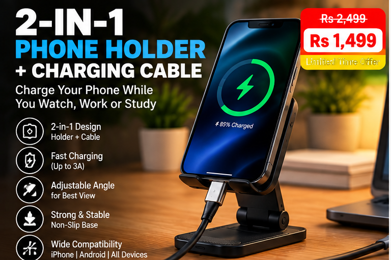 2-in-1 phone holder and charging cable hero