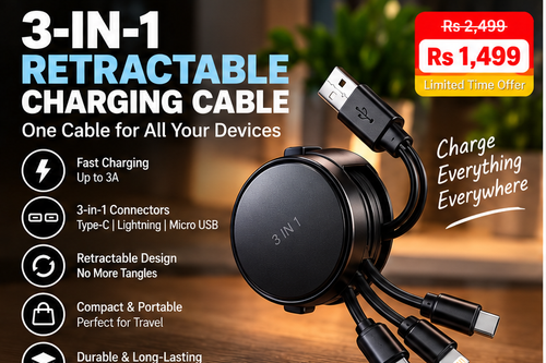 3-in-1 retractable charging cable hero