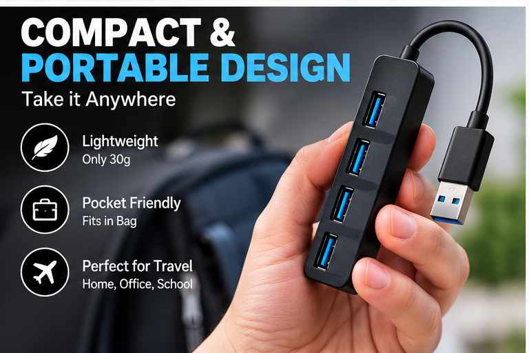 4-Port USB Hub compact portable design