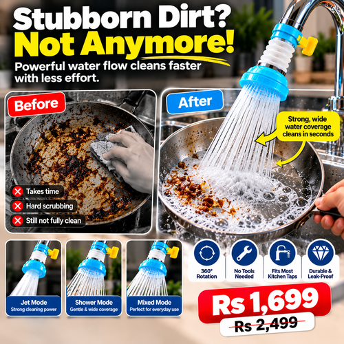 Faucet sprayer demonstration cleaning a pan