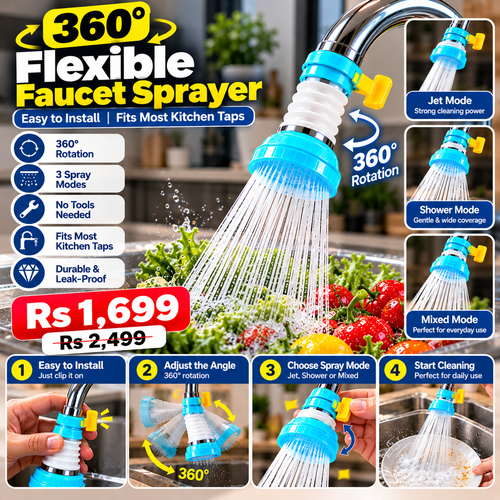 360-degree flexible kitchen faucet sprayer product hero