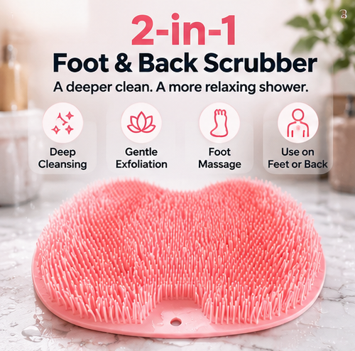 2-in-1 shower foot and back scrubber