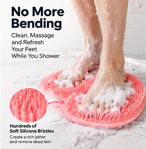 Hands-free shower foot cleaning