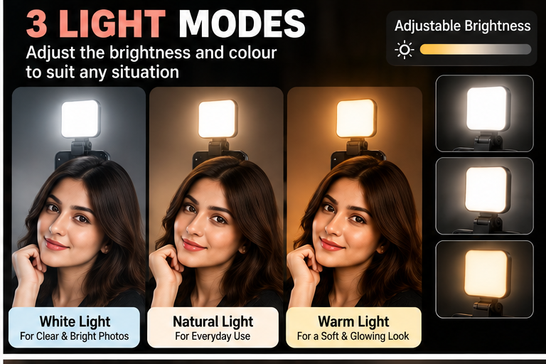 LED selfie light lighting modes